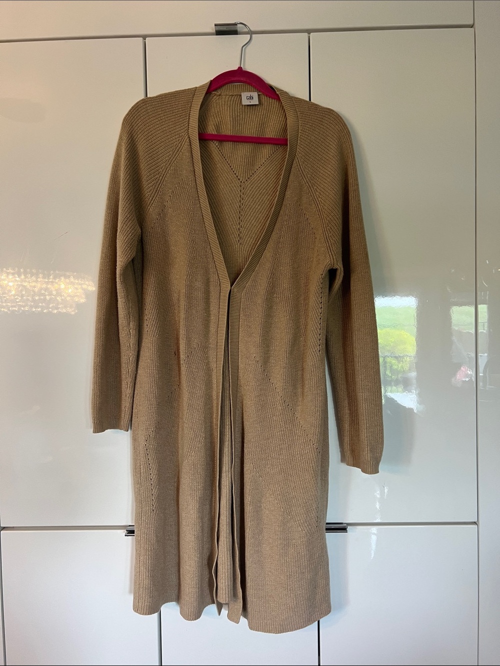 CAbi Ribbed V-Neck Cardigan in Camel